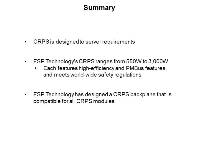 Image of FSP Technology Common Redundant Power Supply (CRPS) Series - Summary