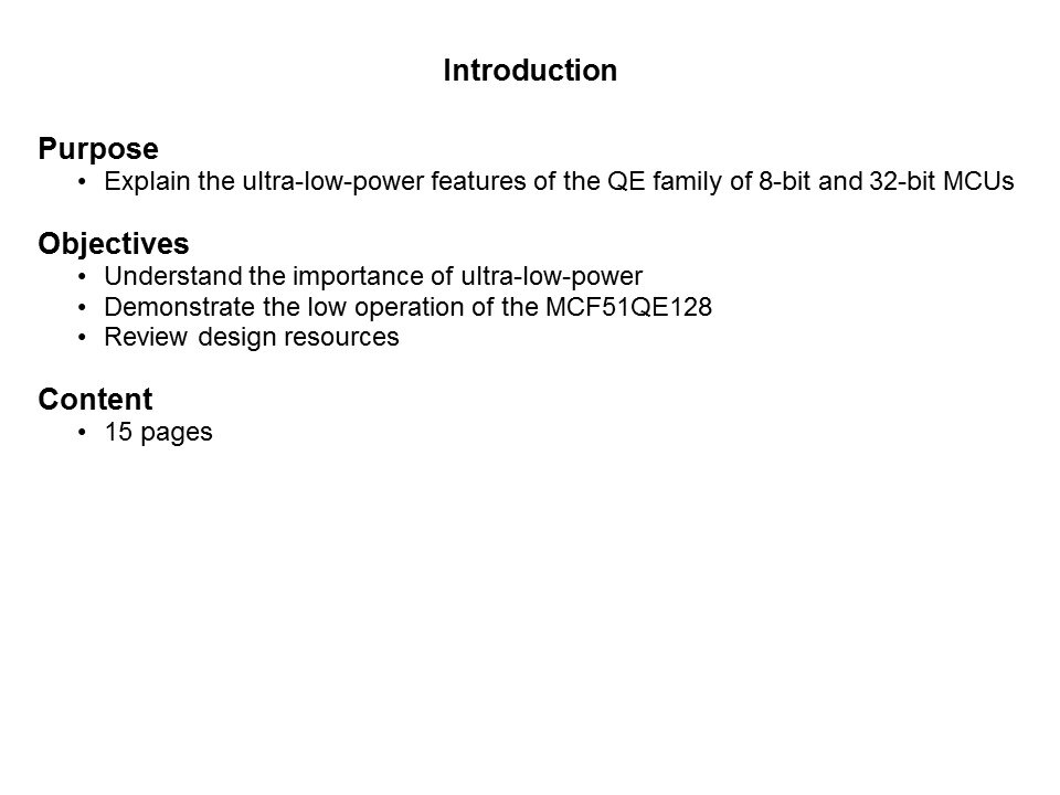 Flexis QE Series Low Power Features Slide 1