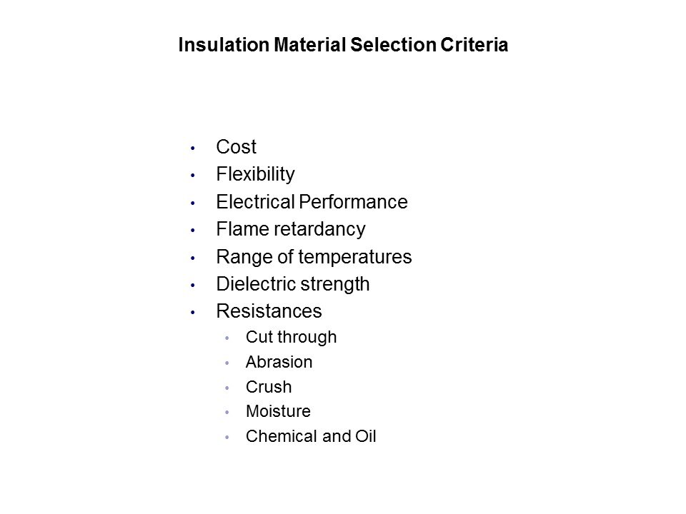 insulation material selection