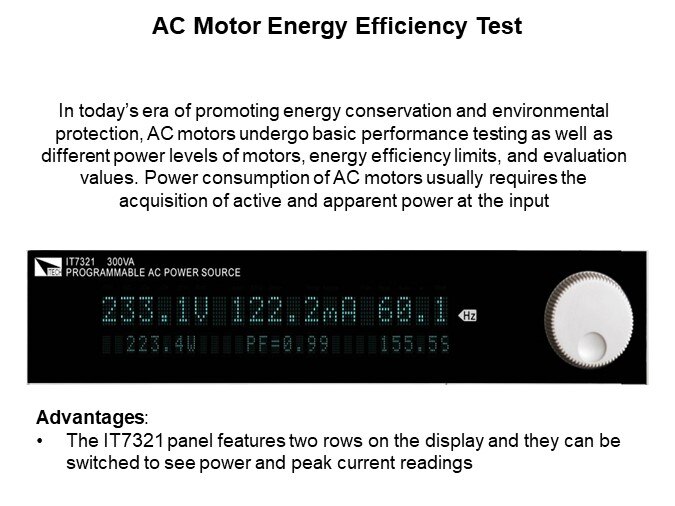 Image of ITECH Electronics IT7321 Programmable AC Power Supply Introduction - AC Motor Efficiency