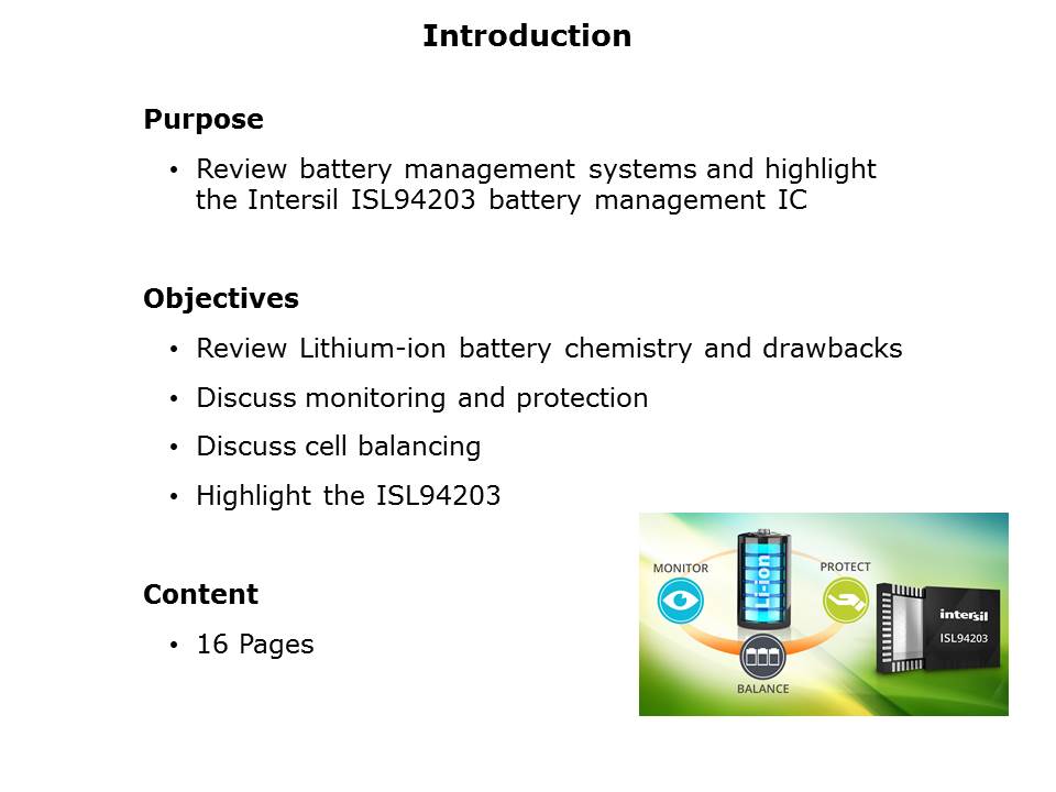 ISL94203 Battery Management IC Slide 1