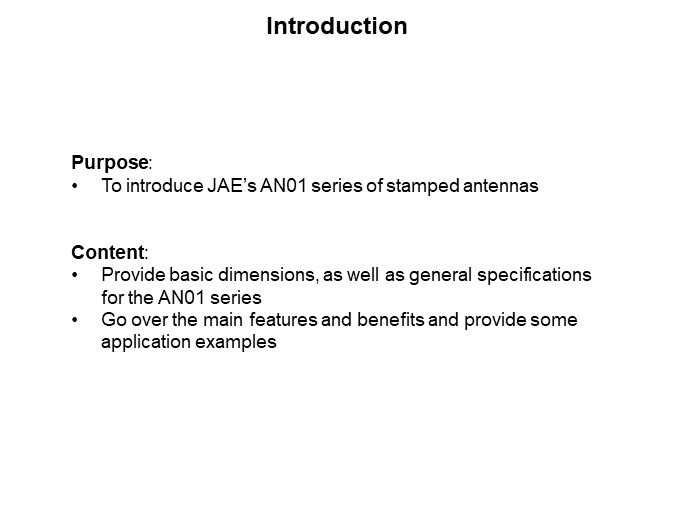 Image of JAE AN01 Series Stamped High Performance Antennas - Introduction