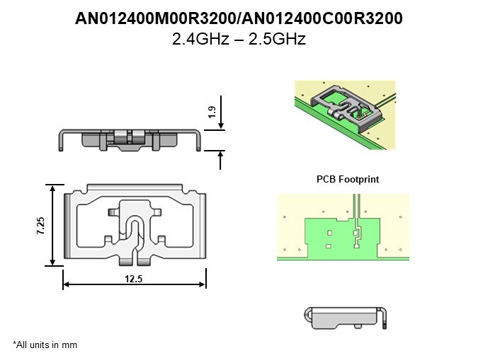 Image of JAE AN01 Series Stamped High Performance Antennas - AN012400M00R3200