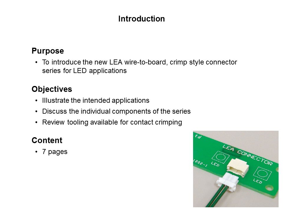 LEA Connector Series for LED Applications Slide 1