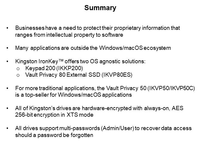 Image of Kingston Technology IronKey Encrypted USB and External SSD Solutions - Summary