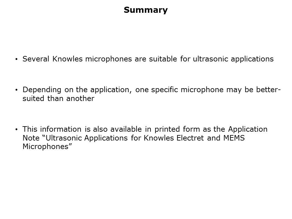 Ultrasonic Applications for Electret and MEMS Microphones Slide 8