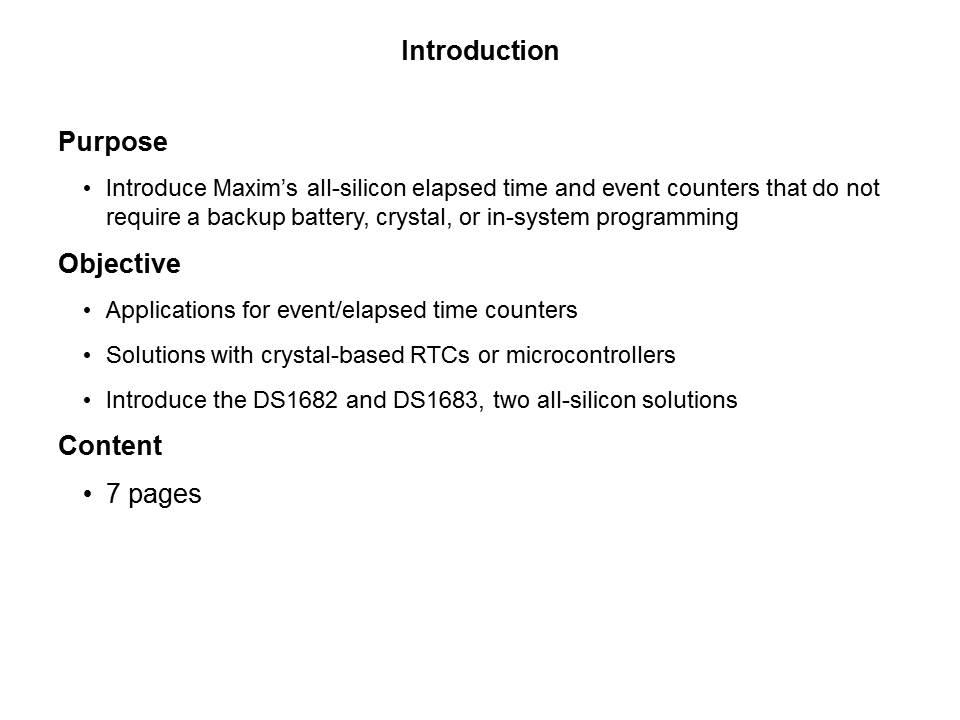 DS168x All Silicon Elapsed Time and Event Counters Slide 1