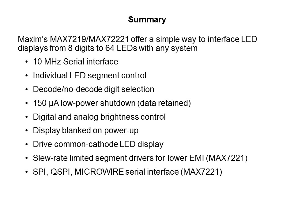 Simple LED Drivers - MAX7219 and MAX7221 Slide 7