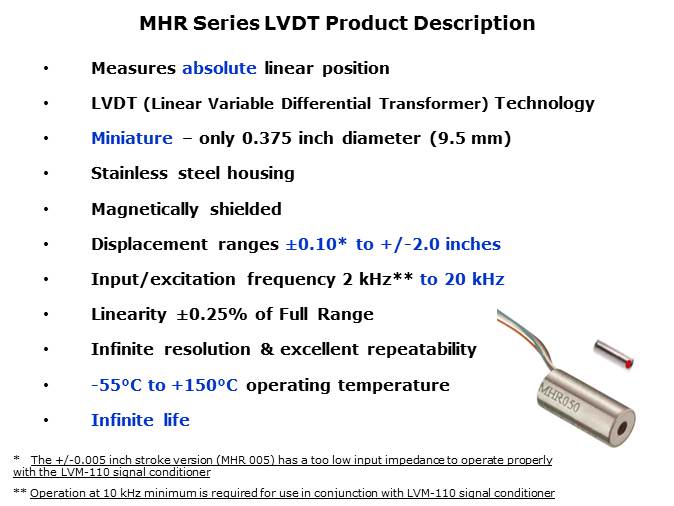 MHR Series LVDT and LVM-110 OEM Signal Conditioner Slide 2