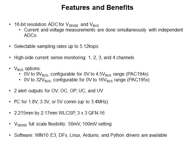 Image of Microchip Technology PAC194x/PAC195x Multi-Channel Power Monitor Family - Features