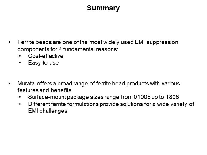 Image of Murata Chip Ferrite Beads - Summary