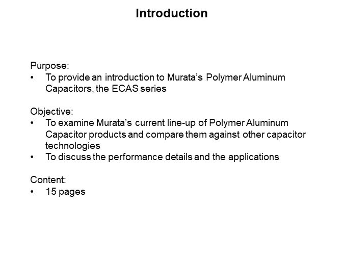 Murata Electronics ECAS Series Polymer Aluminum Capacitors - Introduction