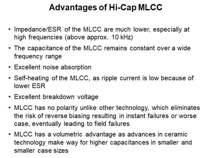 Advantages of Hi-Cap MLCC