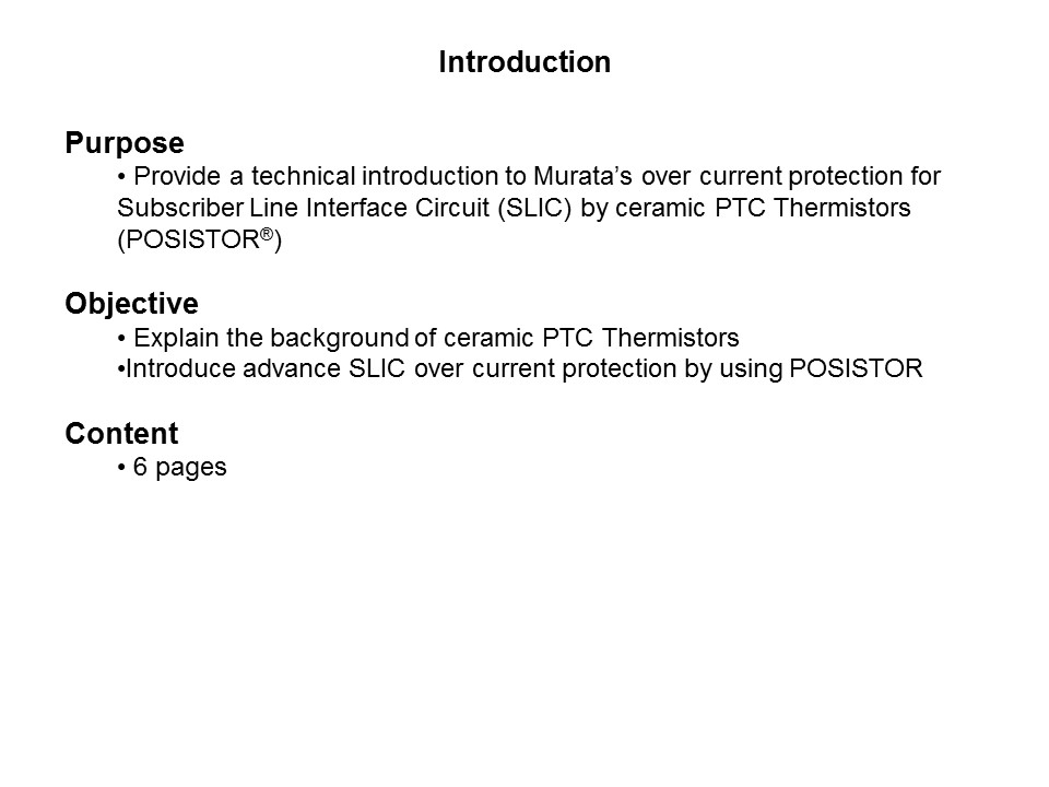 SLIC Overcurrent POSISTOR Slide 1