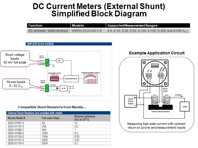 DC Current Meters (External Shunt) Simplified Block Diagram