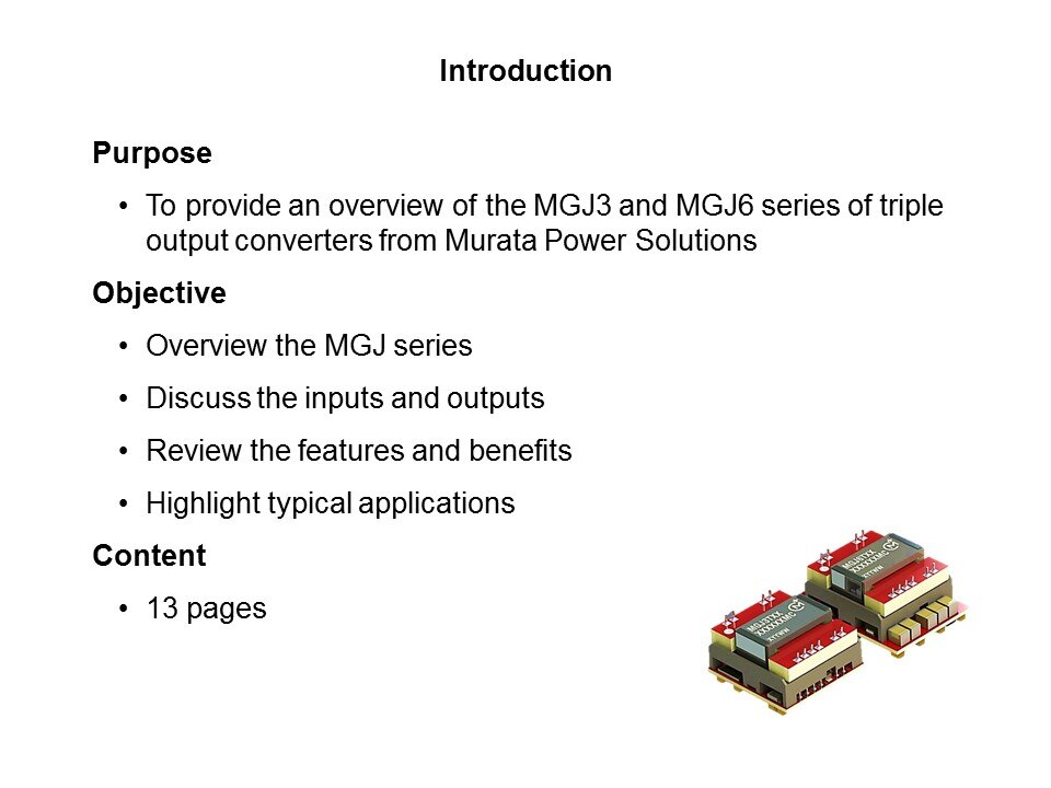 MGJ3 and MGJ6 Series of Triple Output Converters Slide 1