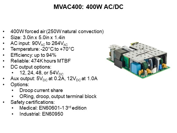 Image of Murata Power Solutions Open Frame, Low-Power, Front End AC/DC Power Supplies - MVAC400