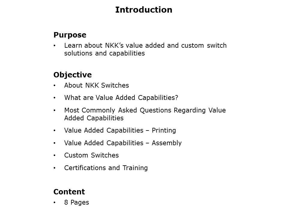 Value Added and Customer Switch Capabilities Slide 1