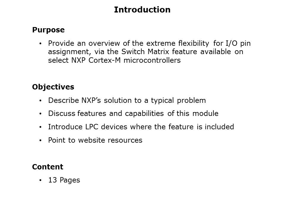 Microcontroller I/O Switch Matrix Slide 1