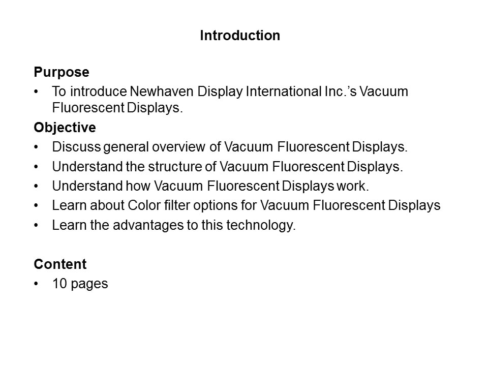 Vacuum Fluorescent Displays Slide 1