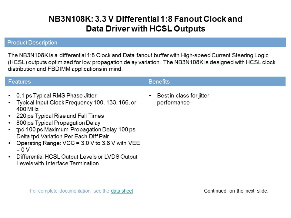 Clock and Data Distribution Products Part 2 Slide 26