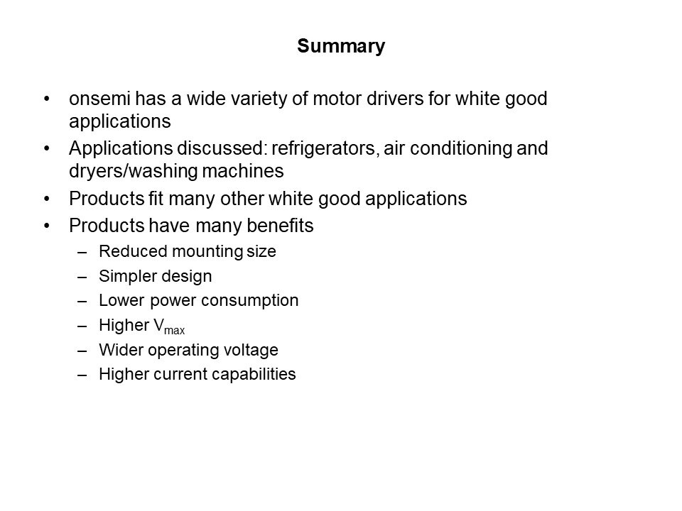 Motor Driver in White Goods Applications Slide 17