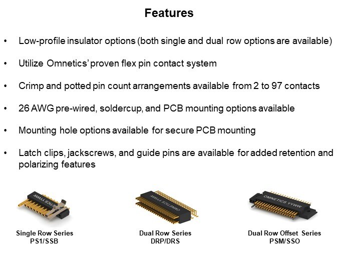 Image of Omnetics Micro Strip Connector Series - Features