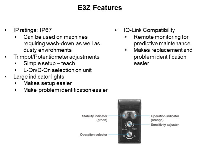 Image of Omron E3Z Photoelectric Sensors - Features