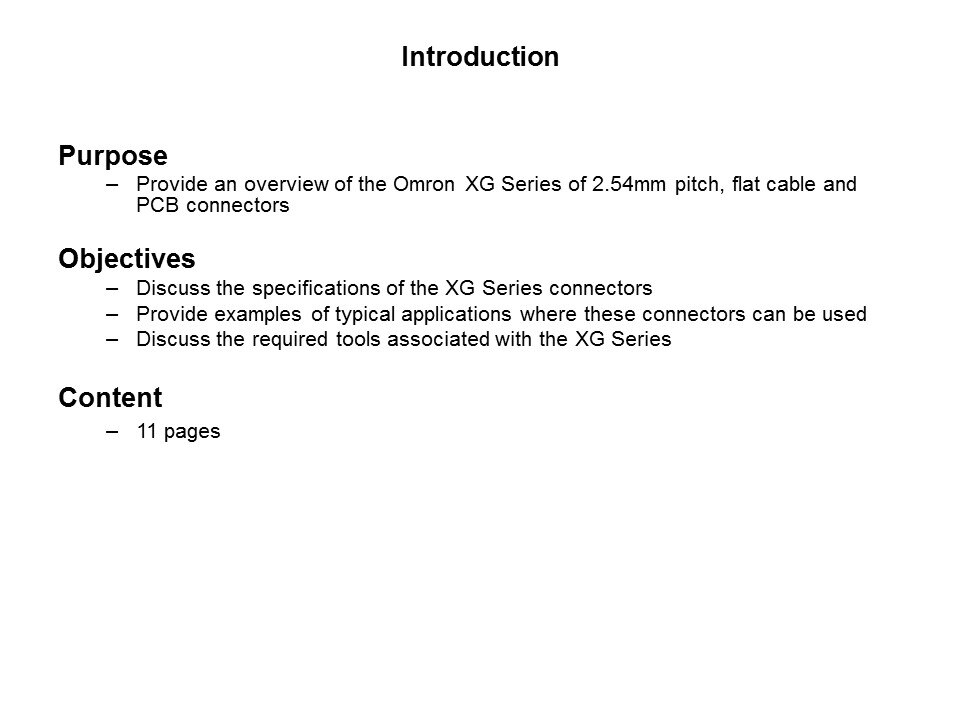 XG Series 2.54mm Flat Cable and PCB Connectors Slide 1