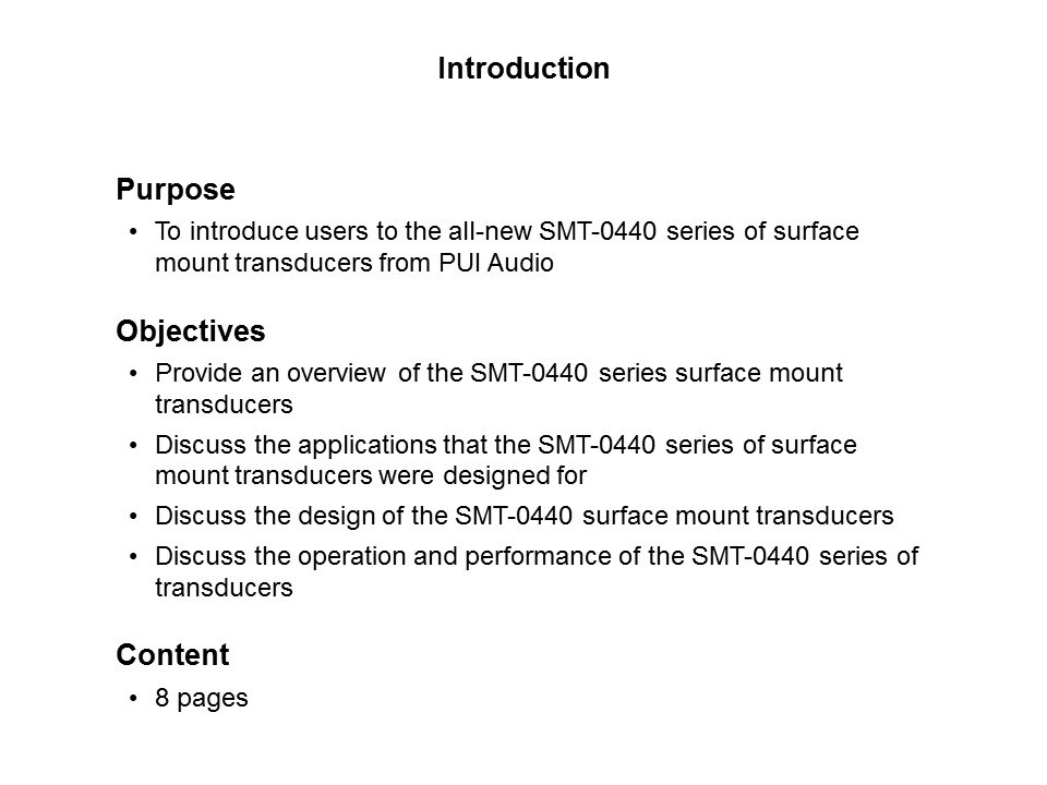 SMT-0440 Series Surface Mount Transducers Slide 1