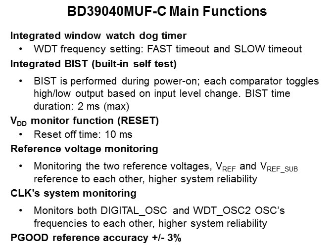 BD39040MUF-C Main Functions