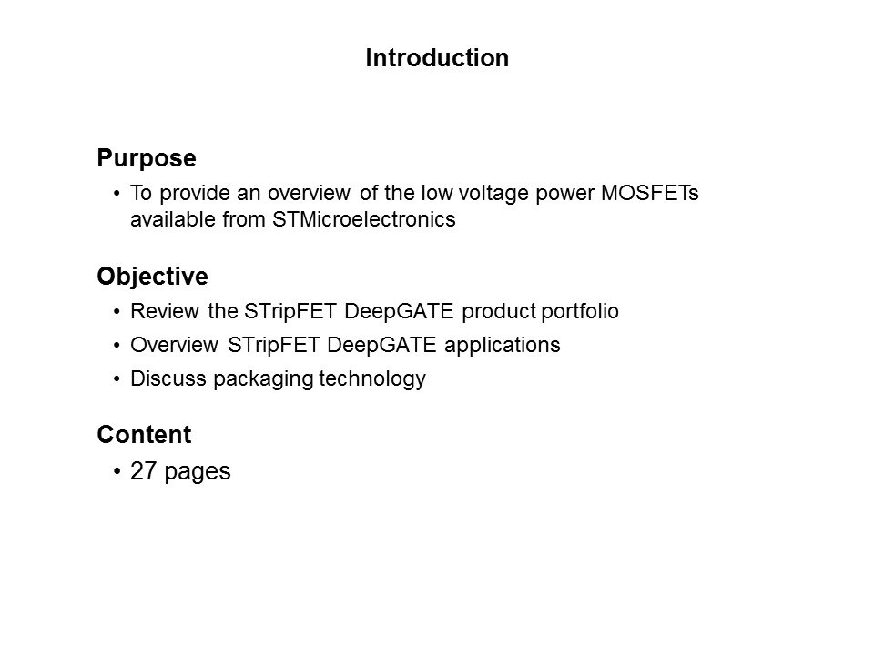 Low Voltage Power MOSFETs Slide 1