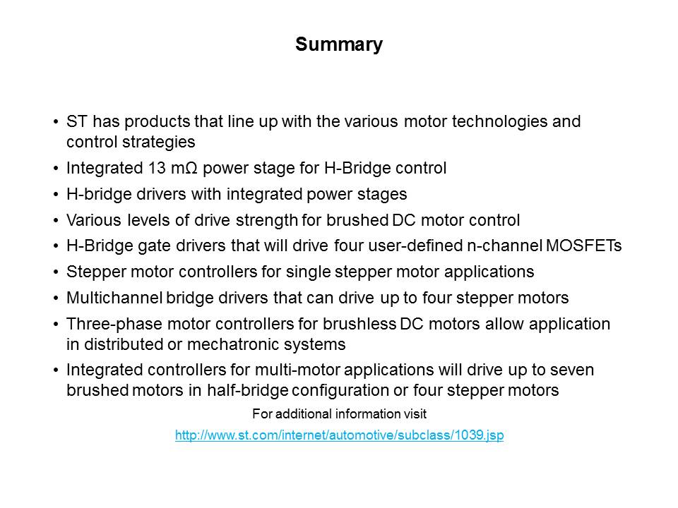 Motor Control with Automotive Smart Power Slide 21