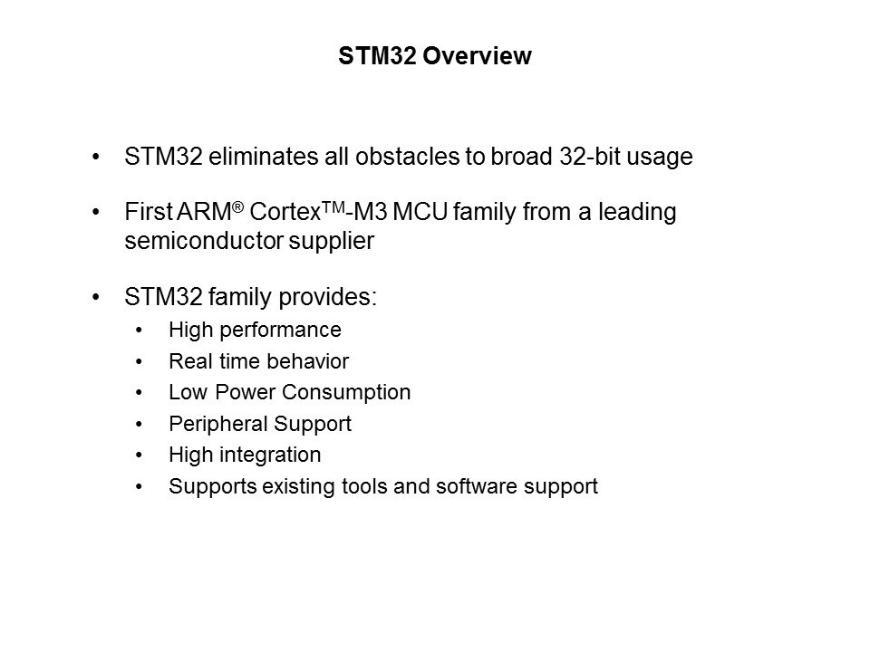 STM32 Cortex-M3 32-bit Microcontrollers Slide 2