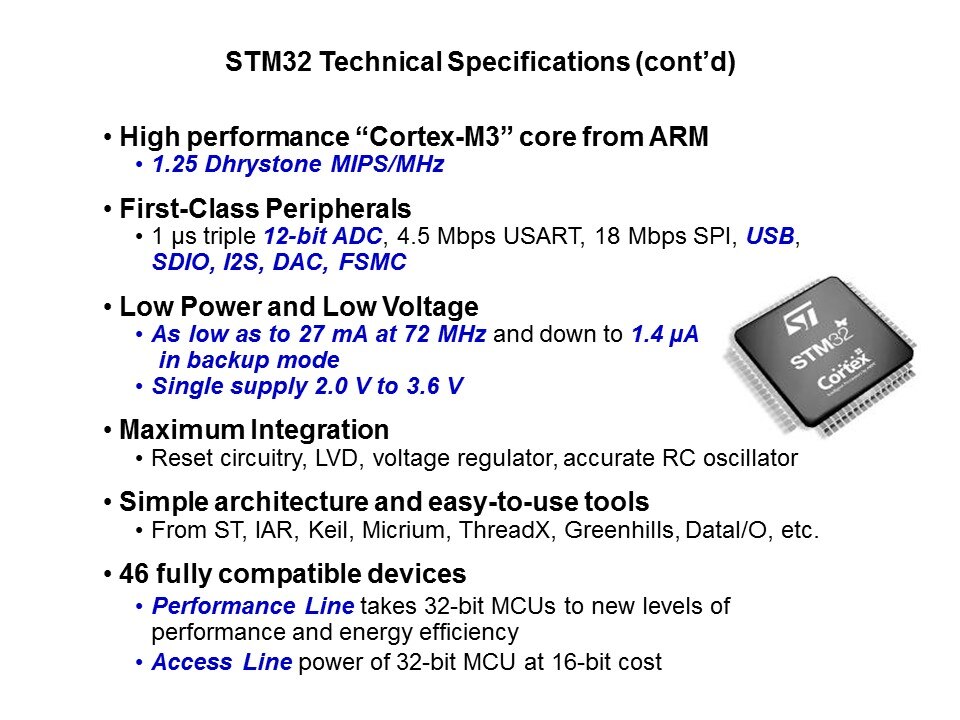 STM32 Cortex-M3 32-bit Microcontrollers Slide 4