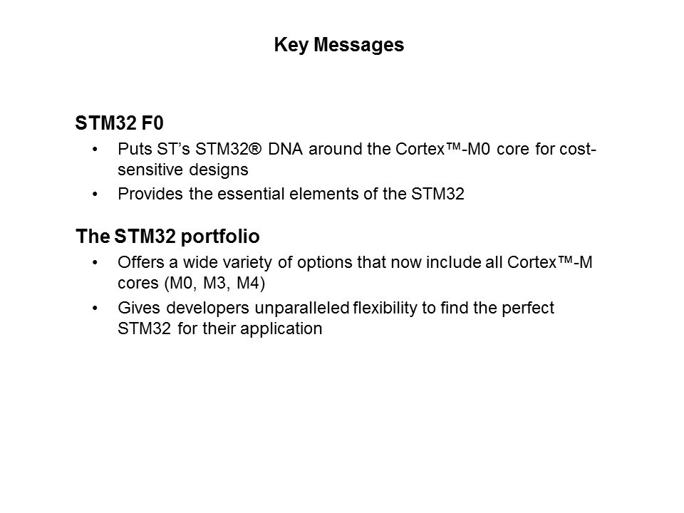 STM32 F0 Series Entry-Level Cortex-M0 32-bit MCUs Slide 2
