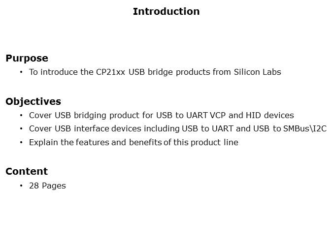CP21xx USB Bridge Slide 1
