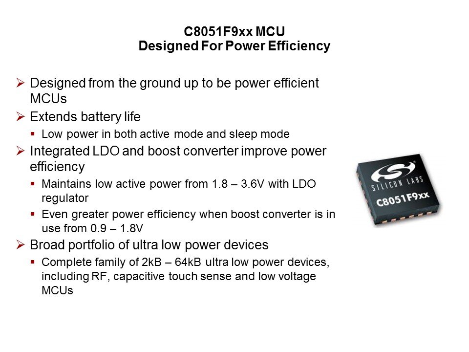 QuickSense C8051F990 Low Power MCU with Capacitive Sensing Slide 2