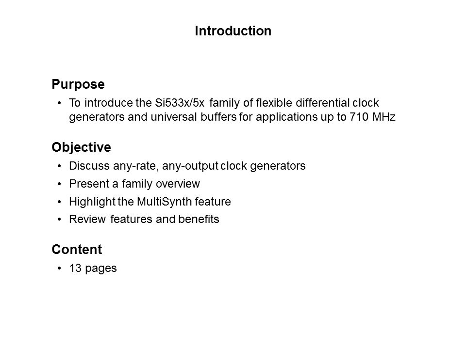 Si533x/5x Any-Rate Clock Generators and Clock Buffers Slide 1