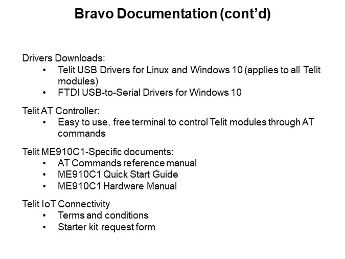 Bravo Documentation (cont’d)