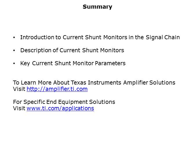 Current Shunt Monitors Slide 10