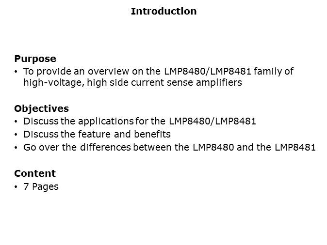 LMP8480 and LMP8481 Current Sense Amplifiers Slide 1