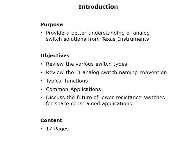 Analog Switch Solutions Slide 1