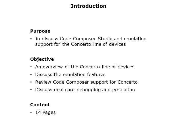 Code Composer Support for the Concerto Line Slide 1