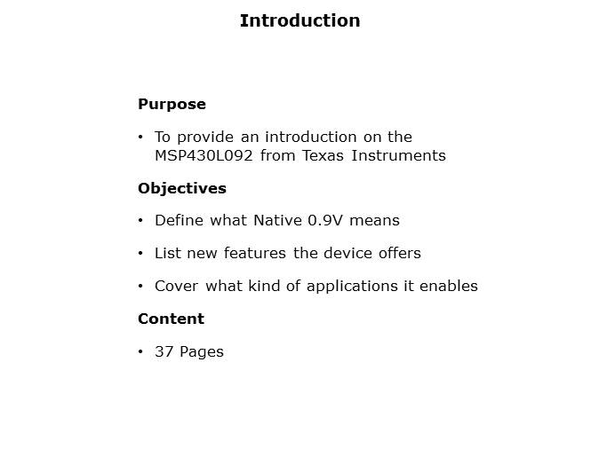 MSP430L092 Introduction Slide 1