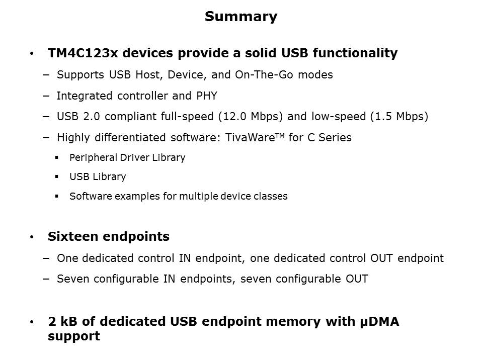 Tiva C Series TM4C123x USB Slide 19