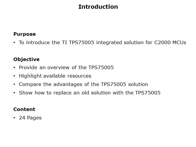 TPS75005 Integrated Solution for C2000 MCUs Slide 1