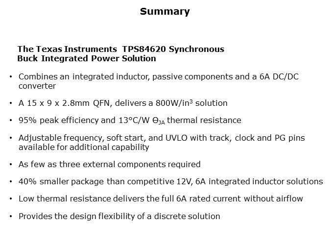 TPS84620 Synchronous Buck Integrated Power Solution Slide 9