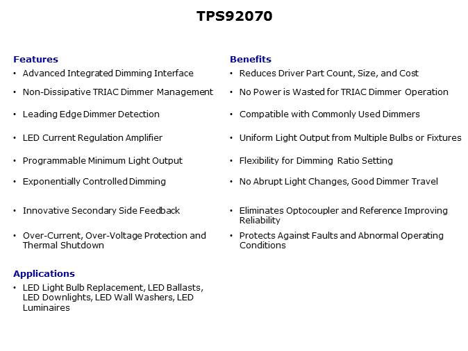 TPS92070 Offline Dimmable LED Lighting Driver Controller Slide 3