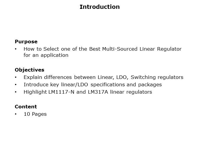 Selecting the Best Multi-Sourced Linear Regulator Slide 1